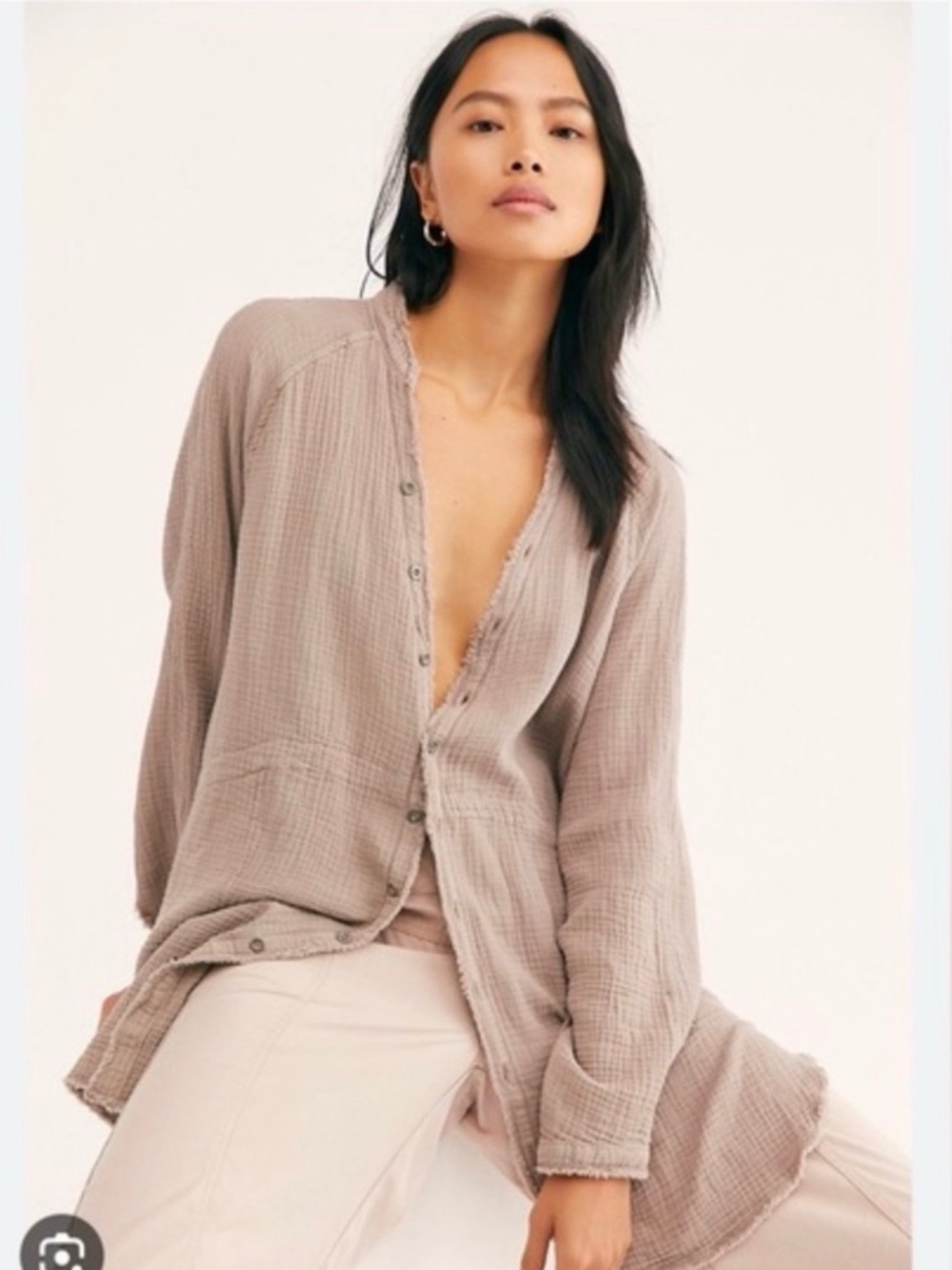 Free People  (We The Free)  Summer Day Dream Top Taupe/ Tan  Size Small